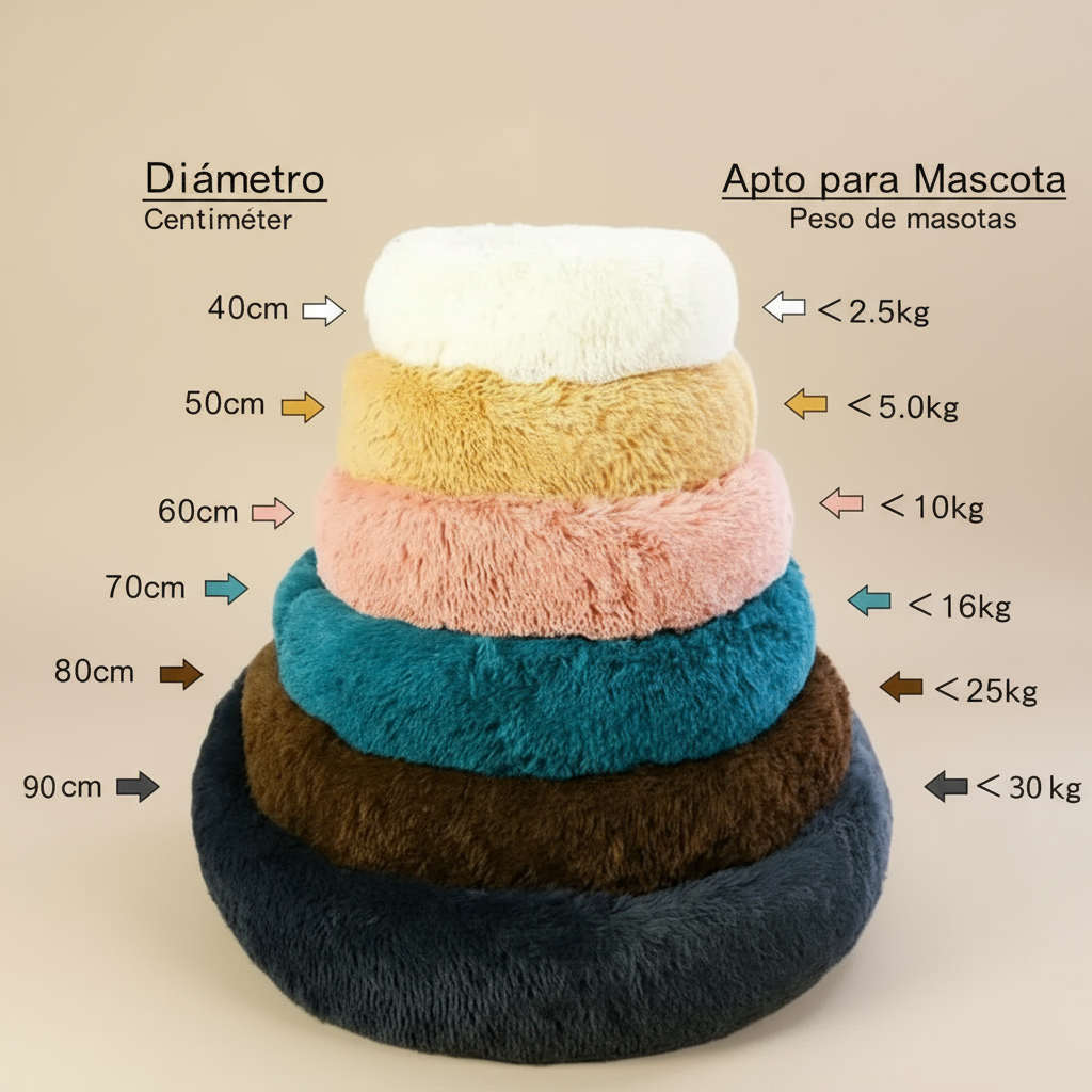 Cama Redonda Felpa Larga / Sofá Suave y Cálido para Perros y Gatos