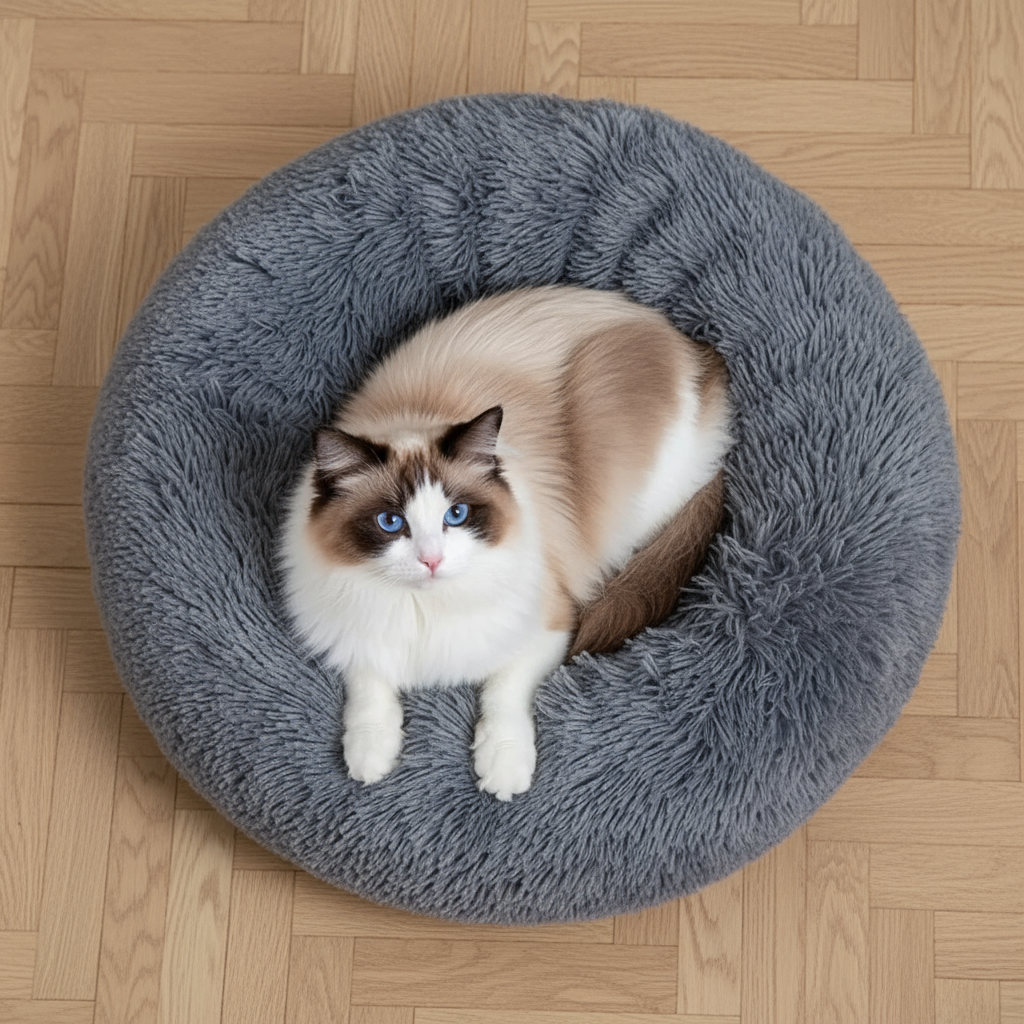 Cama Redonda Felpa Larga / Sofá Suave y Cálido para Perros y Gatos