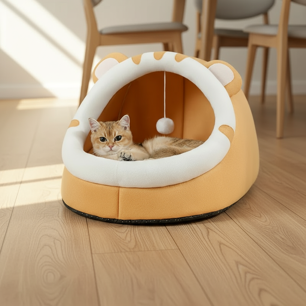 Cama Cueva Súper Cálida / Nido Acolchado Antiestrés para Gatos y Perros Pequeños