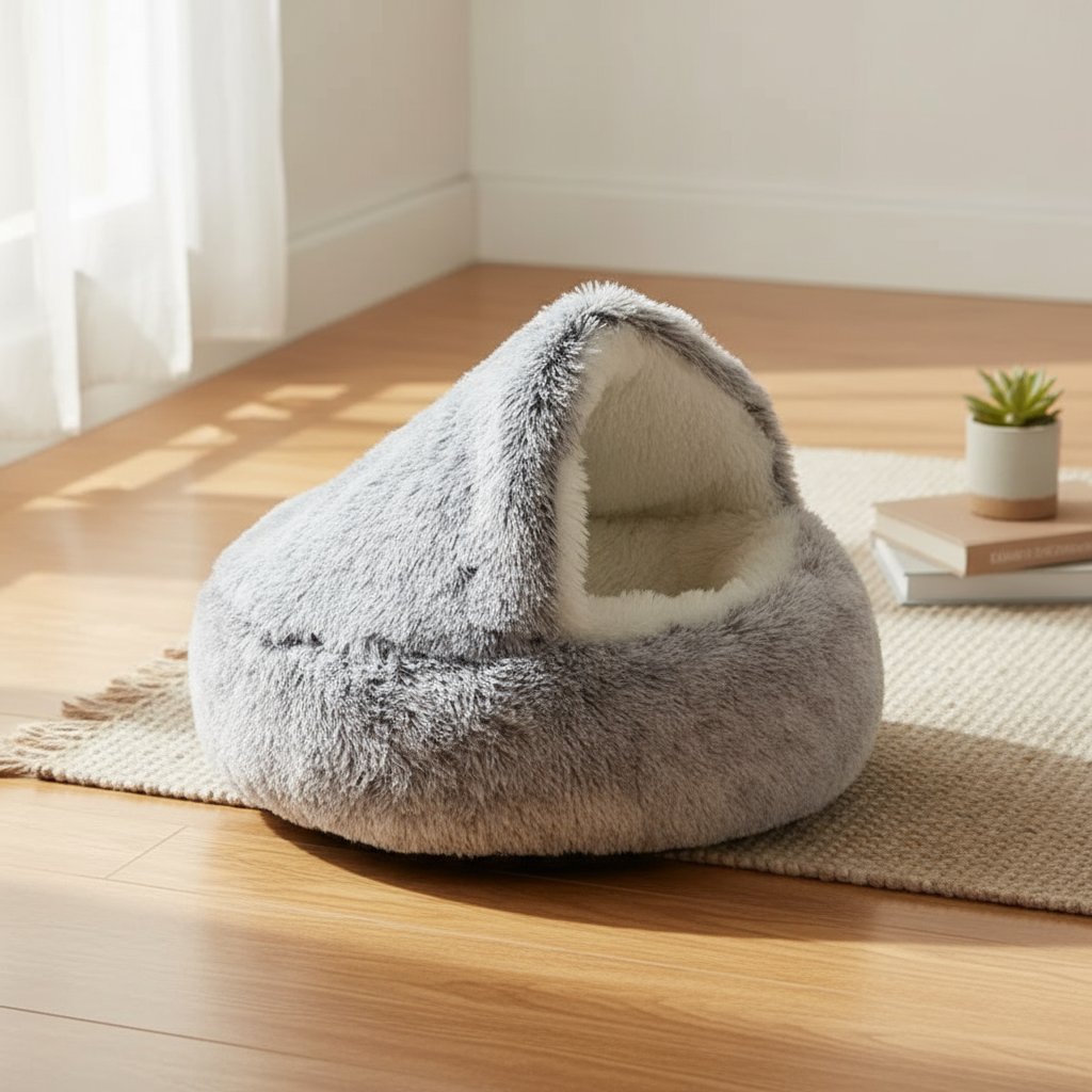 Cama Redonda Felpa 2 en 1 / Nido Desmontable para Gatos y Perros Mini