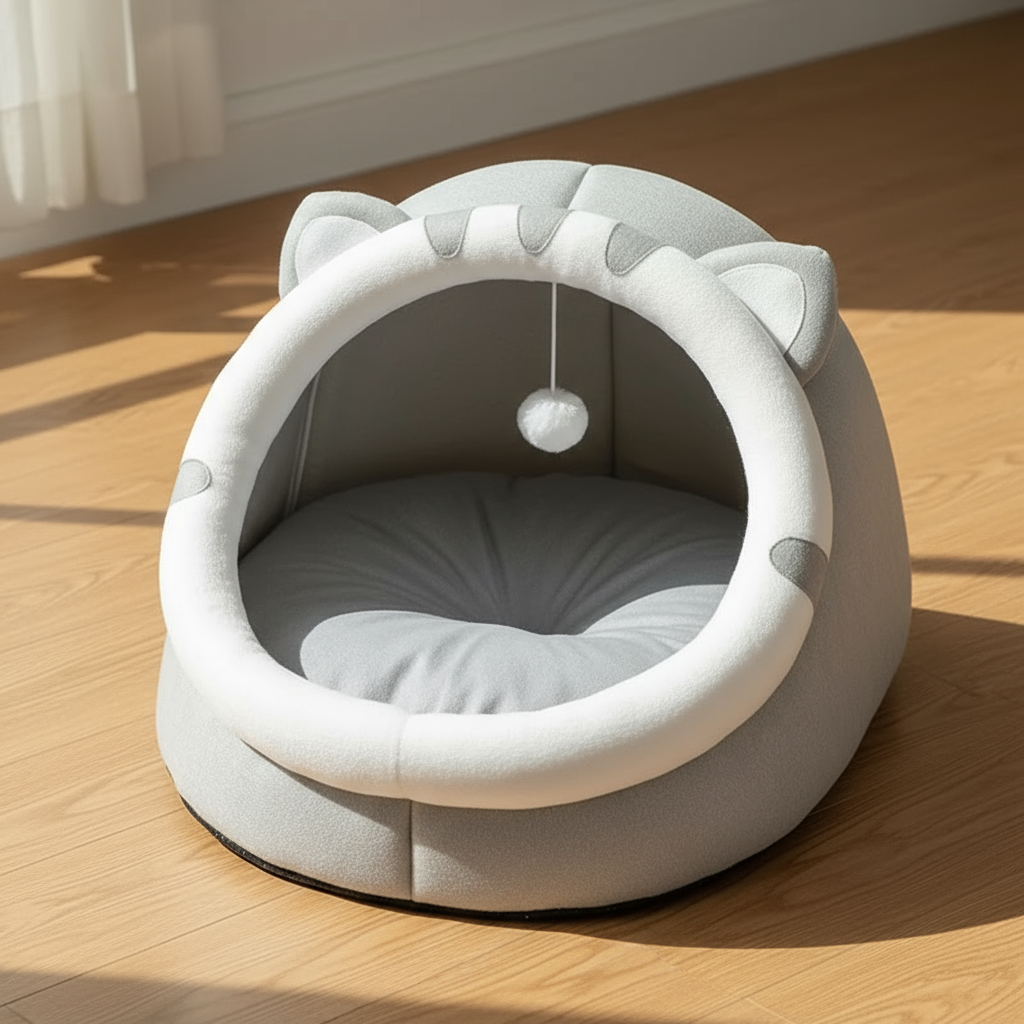 Cama Cueva Súper Cálida / Nido Acolchado Antiestrés para Gatos y Perros Pequeños