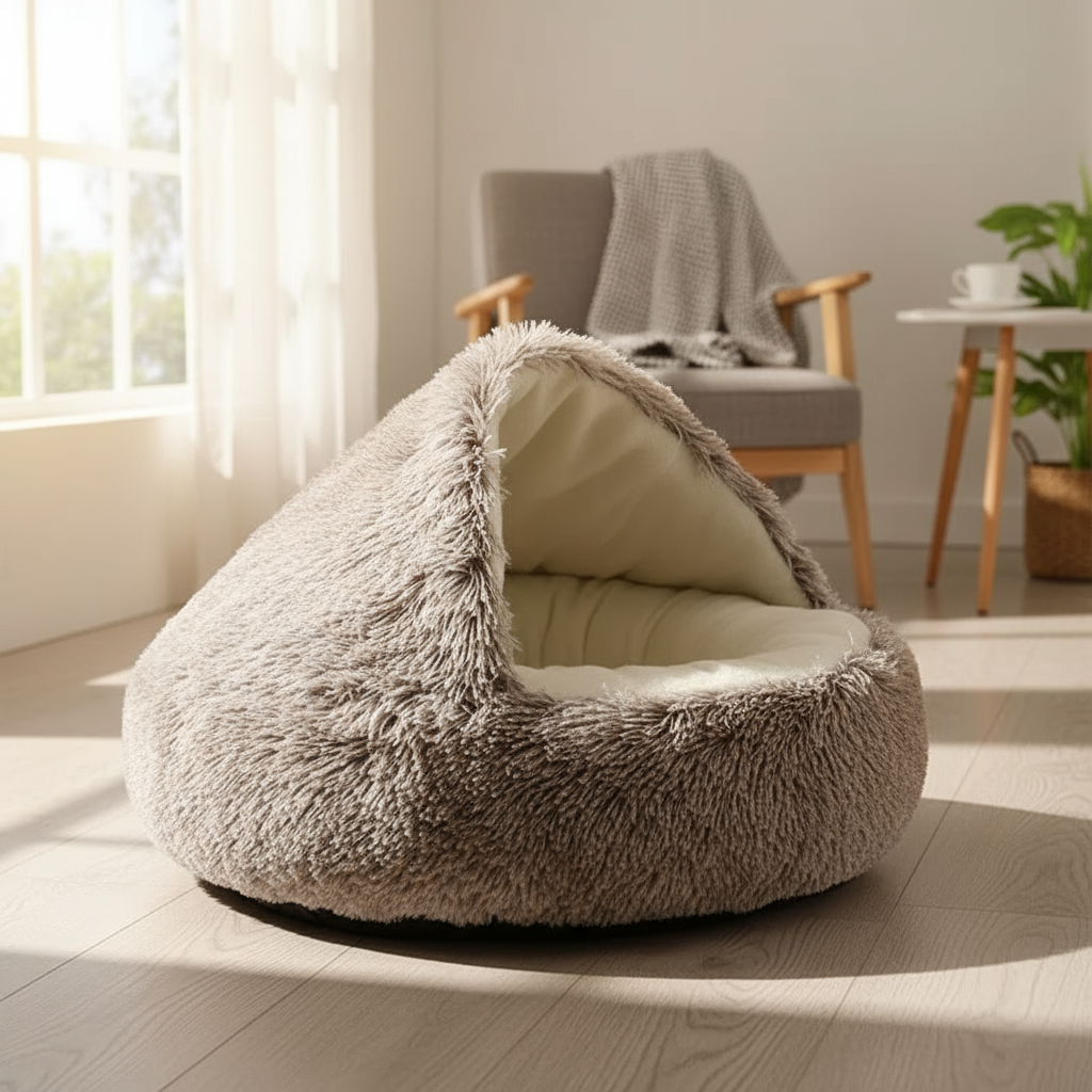 Cama Redonda Felpa 2 en 1 / Nido Desmontable para Gatos y Perros Mini