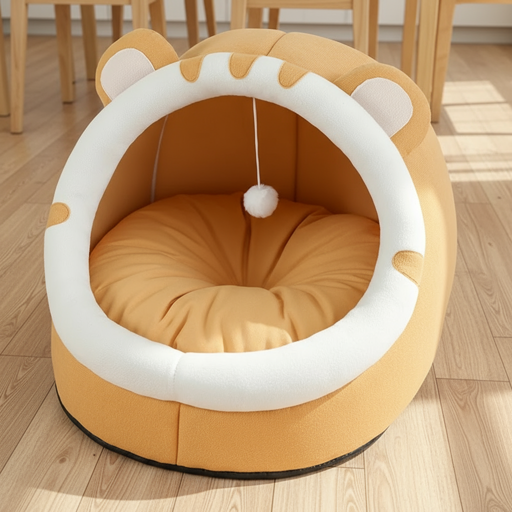 Cama Cueva Súper Cálida / Nido Acolchado Antiestrés para Gatos y Perros Pequeños