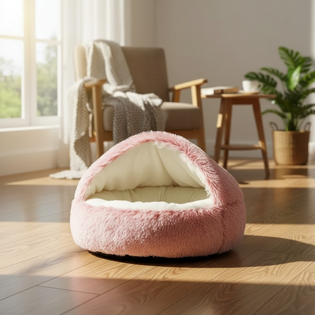 Cama Redonda Felpa 2 en 1 / Nido Desmontable para Gatos y Perros Mini