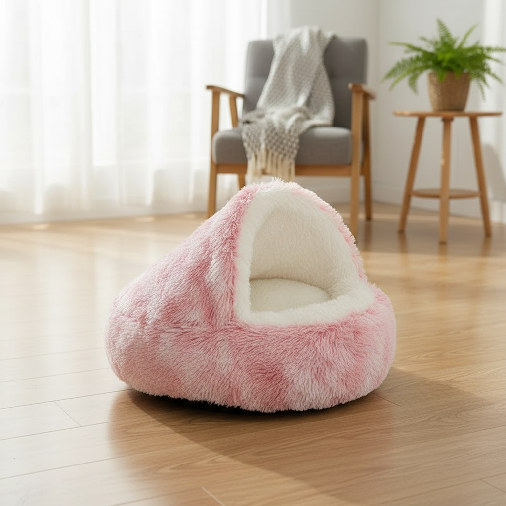 Cama Redonda Felpa 2 en 1 / Nido Desmontable para Gatos y Perros Mini