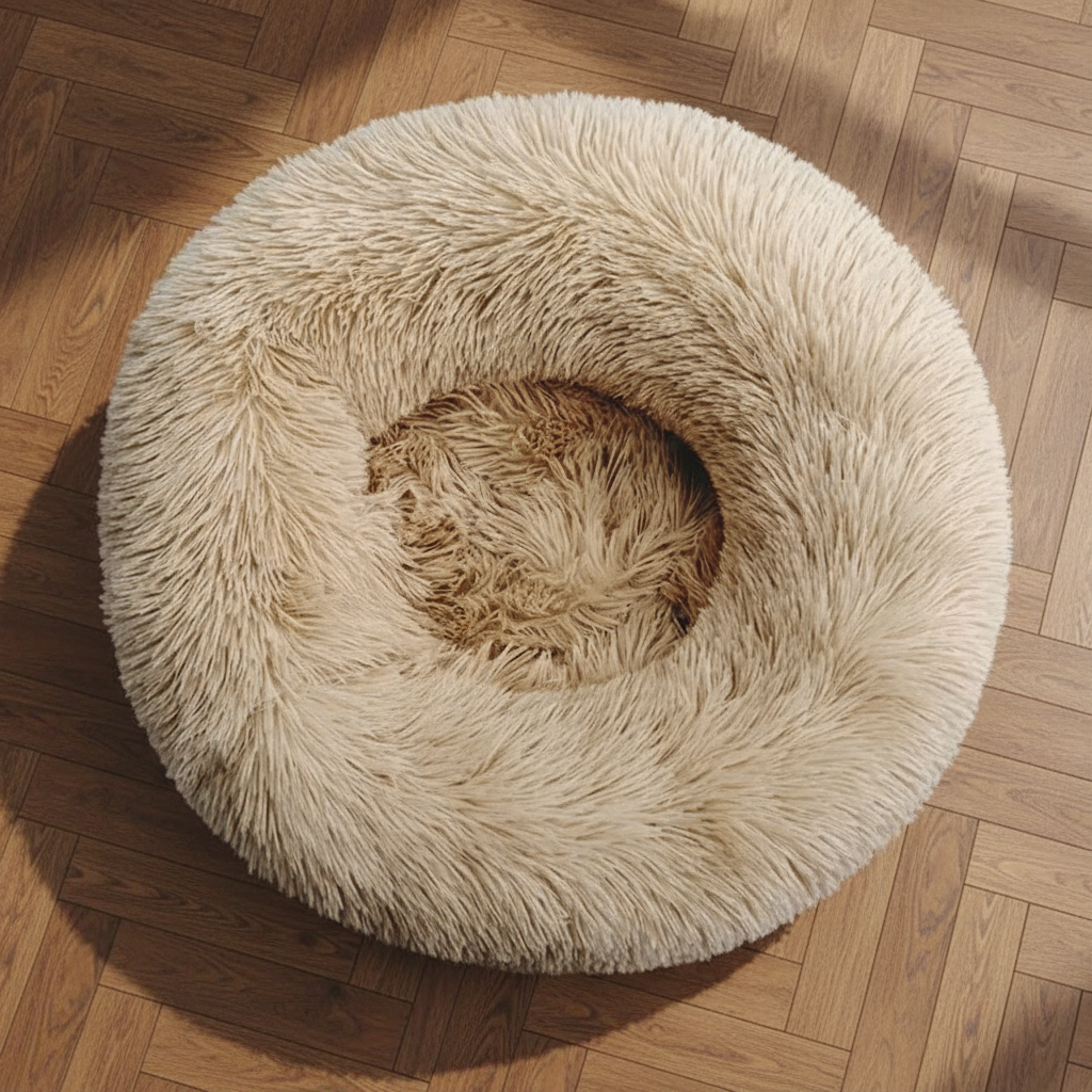 Cama Redonda Felpa Larga / Sofá Suave y Cálido para Perros y Gatos