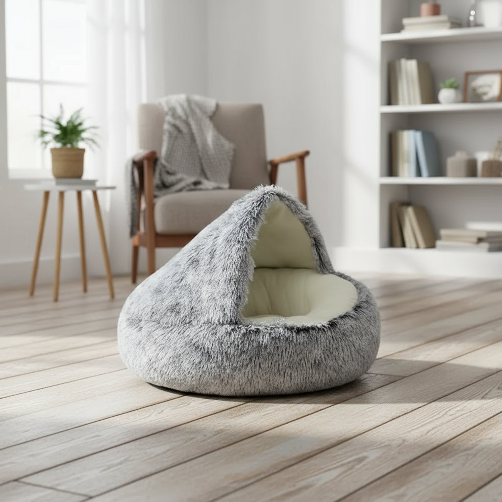 Cama Redonda Felpa 2 en 1 / Nido Desmontable para Gatos y Perros Mini