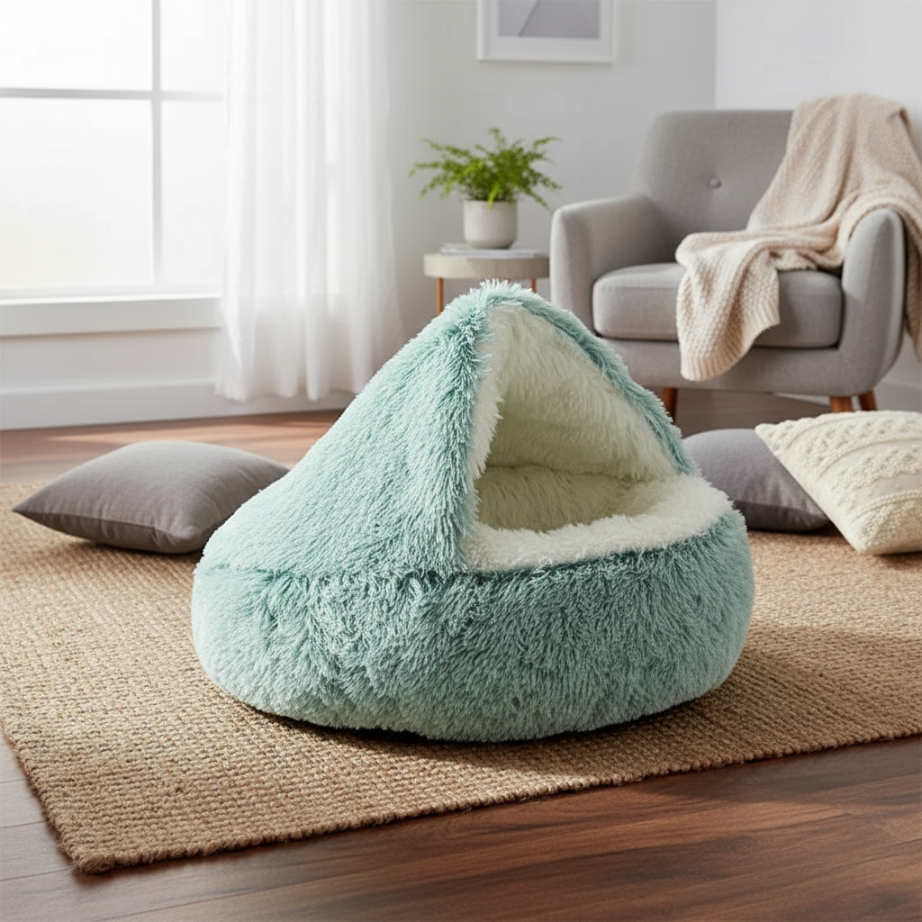 Cama Redonda Felpa 2 en 1 / Nido Desmontable para Gatos y Perros Mini