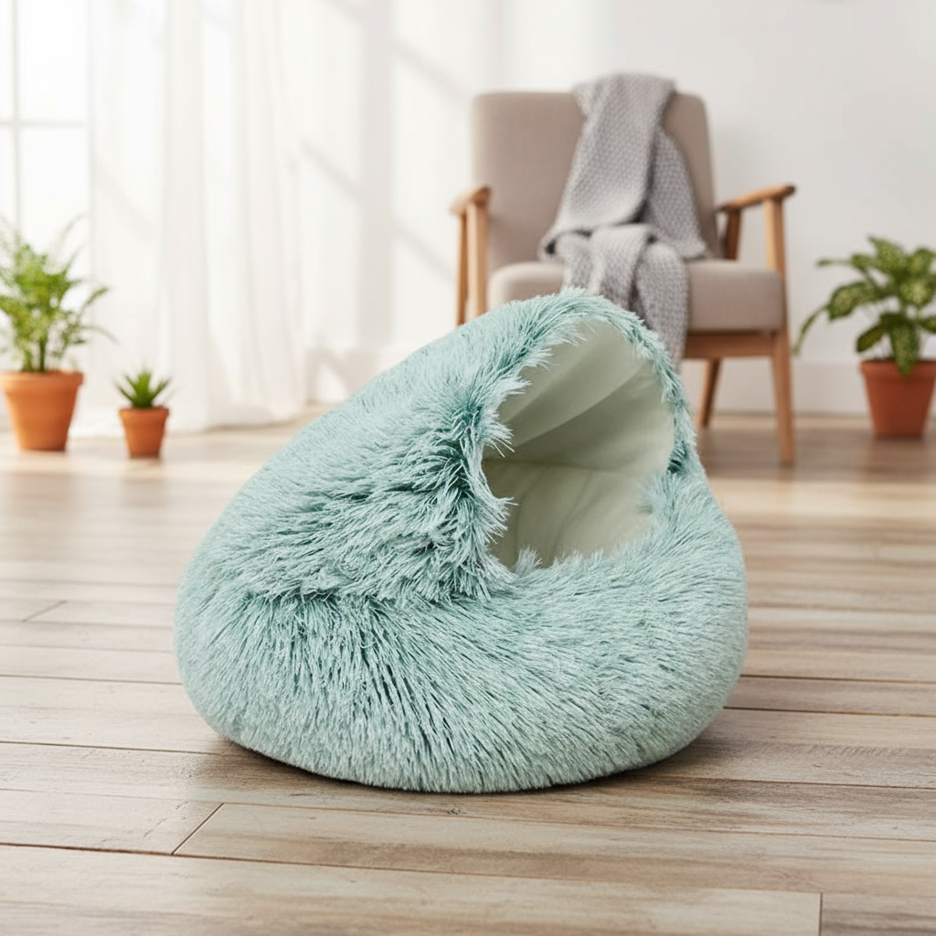 Cama Redonda Felpa 2 en 1 / Nido Desmontable para Gatos y Perros Mini